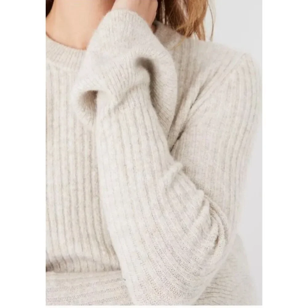Madewell Wool Blend Flared Sleeve Lightweight Fall School Sweater Sz XS Oatmeal